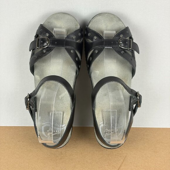Dansko Sissy Leather Ankle Strap Sandals Womens 6 EU 36 Black Buckle Adjustable - Picture 9 of 10